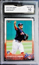 2015 Topps Update US82 Francisco Lindor Indians RC Rookie Card GMA 10 GEM MINT. rookie card picture
