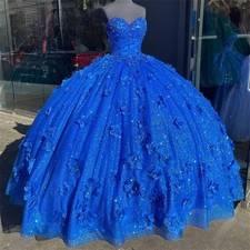 Royal Blue Quinceanera Dresses Prom Graduation Ball Gown Lace Up Sweet 16 Gowns