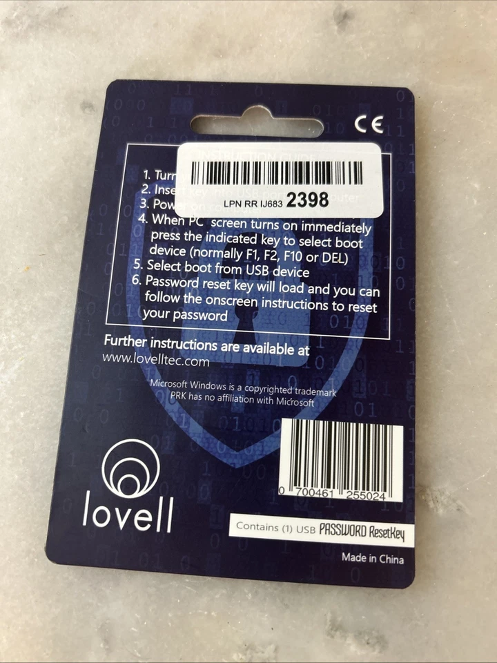Lovell USB Recovery Boot Password Reset key 2.1 - Image 2 of 2