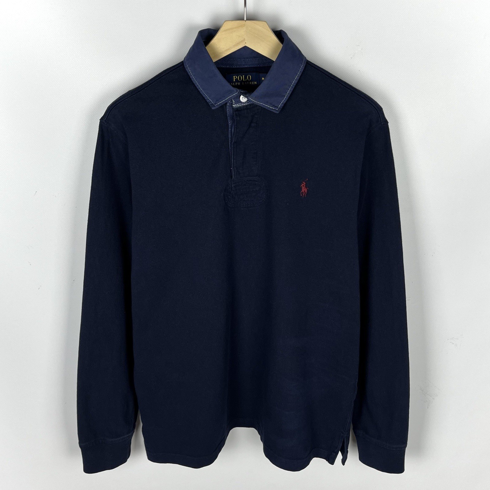 Polo Ralph Lauren Rugby Polo Hombre Manga Larga Rojo Pony Talla Mediana Azul OG