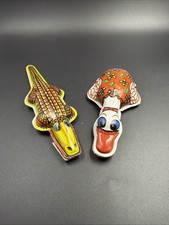 Vintage Alligator Goose Tin Litho Noisemaker Clicker , Metal Toy, Working