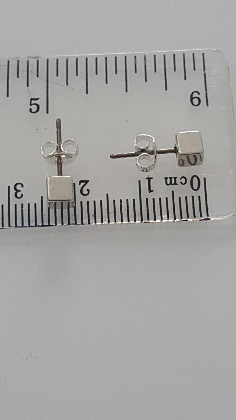 Gorgeous sparkling Solid Silver Cube Stud Earring… - image 19