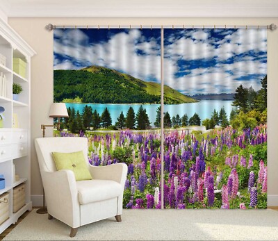 3D Lila Lupine ZHUC5157 Foto Vorhang Fenster Blockout Stoff Vera 2023