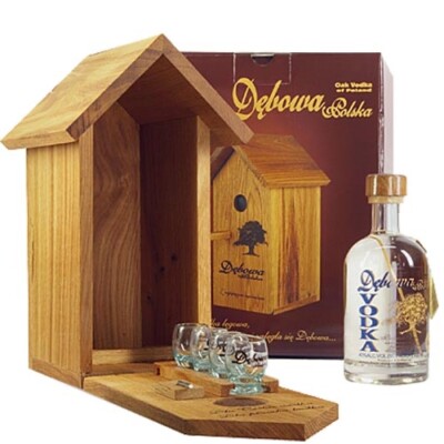 Debowa Vodka De Chene aus Polen im Vogelhäuschen - 40 % Vol. / 0,7 Liter
