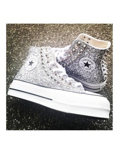 converse platform silver glitter