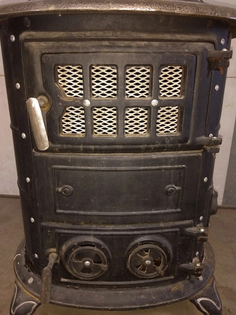 pot belly stove wood parlor cast iron cabin antique vintage Montgomery Ward  | eBay