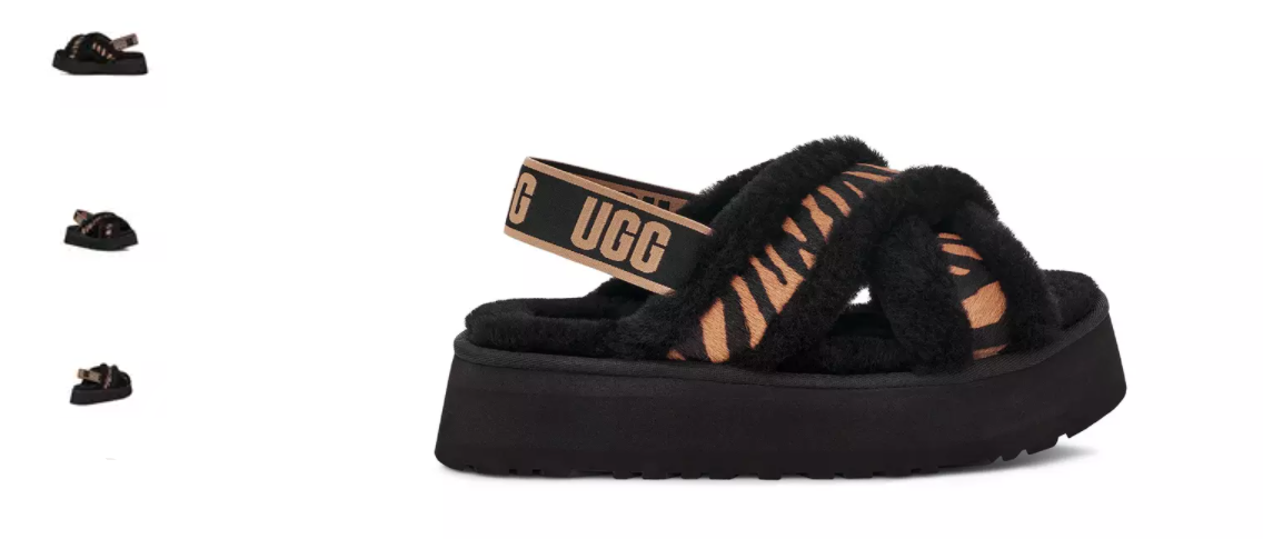靴 UGG W DISCO CROSS SLIDE UGG Disco Cross Slide Tiger Print Slipper Sandal Women's US sizes