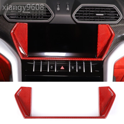 Red Carbon Fiber Center Console Navigation GPS Trim For L@mborghini URUS 2018-21