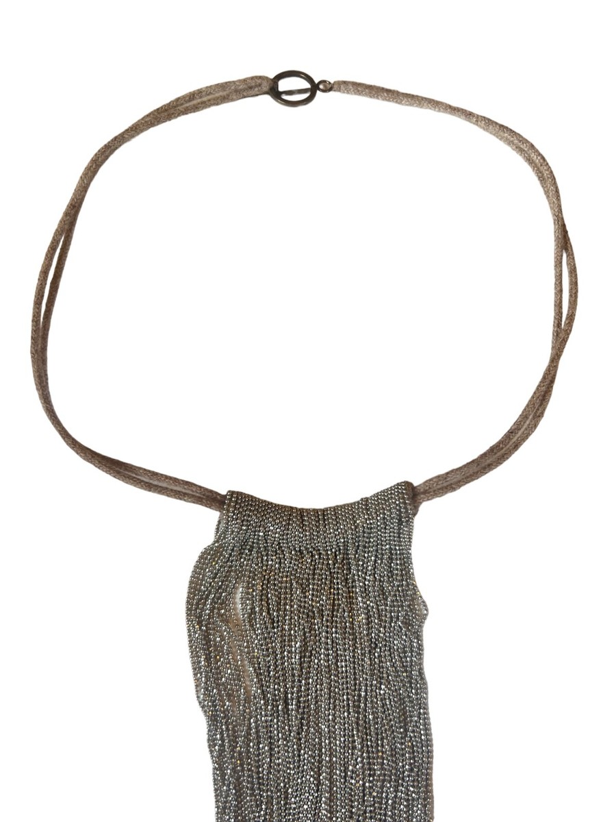 【関税&送料込み】Brunello Cucinelli 'Monile' Necklace Brunello Cucinelli Monili Beads Fringe Necklace Silver 925