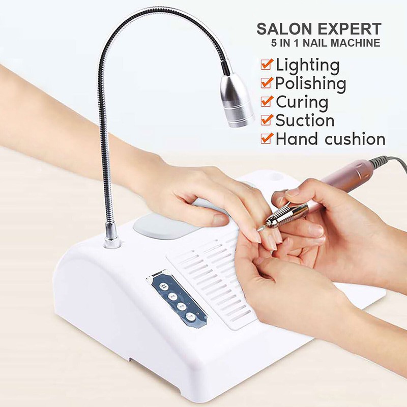 Manicure Machine 5-in1 UV LED Nail Lamp Dryer Vacuum Cleaner Nail Drill Dust 96W