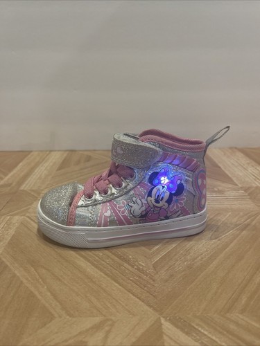Minnie Mouse High Top Sneakers Lighted Girls Shoes Size 6 Disney Pink - Picture 3 of 9