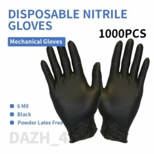 1000 Pcs Heavy Duty Black Industrial Nitrile Gloves 6 Mil Mechanical Glove