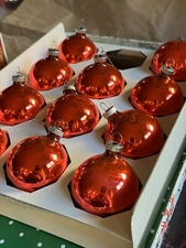 SHINY BRITE Max Eckardt Vintage Solid Pink Red Glass Bulb Ornaments 11 Box 2.25"