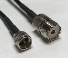 UHF Female to Mini UHF Male RG58 Pigtail RF Cable 50cm Quick USA Shipping