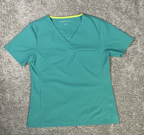 Medelita scrub top, BLUE/GREEN, women’s size S VISTA 210971 EUC