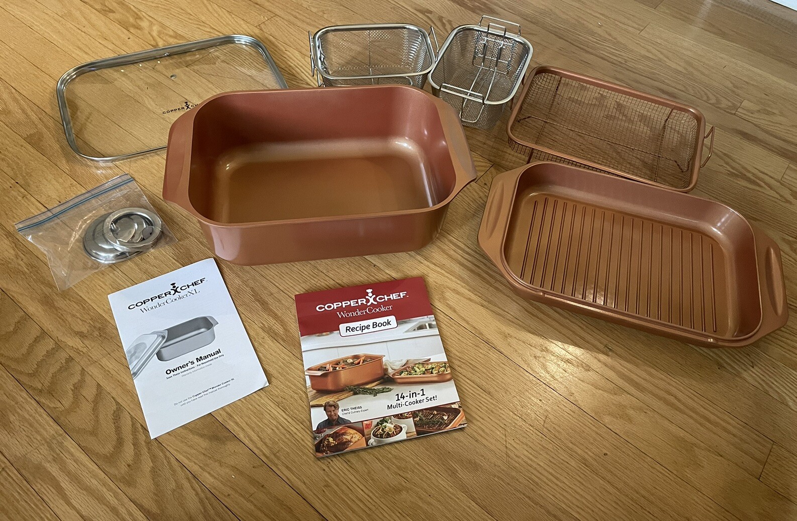 Copper Chef Wonder Cooker XL Roaster Grill Pan w/ Crisper Basket
