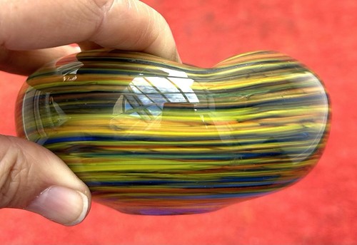 Hand Blown Glass Ashtray Bowl Trinket Holder Multicolour Swirl Studio Art Retro - Picture 8 of 8