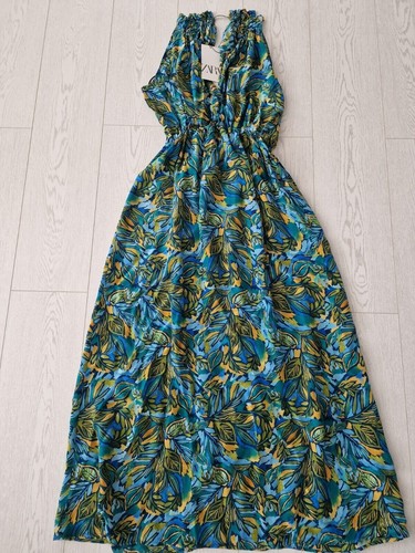 Zara langes Kleid Maxikleid Gr.S blau türkis Sommer Cocktail Trägerkleid NEU - Bild 2 von 7
