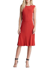 Tory Burch Dress Deeann Red Jersey Fluted Hem Sleeveless Size XS NEW