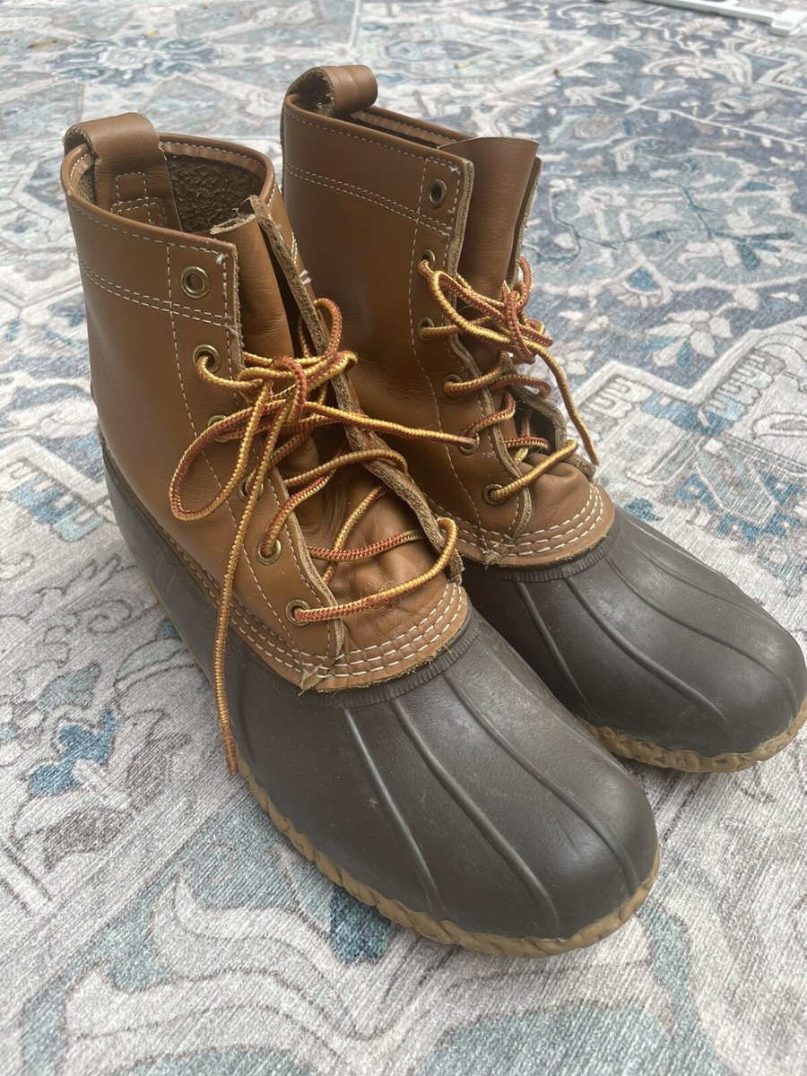 L.L.Bean新品モカシン9 M(D)Tan/brownMade in USA L.L. Bean Boots Tan Brown Made in USA Duck Boots Mens Size 9