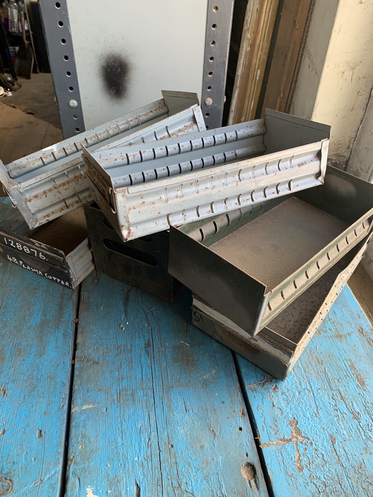 6 Vintage Metal Storage Boxes eBay