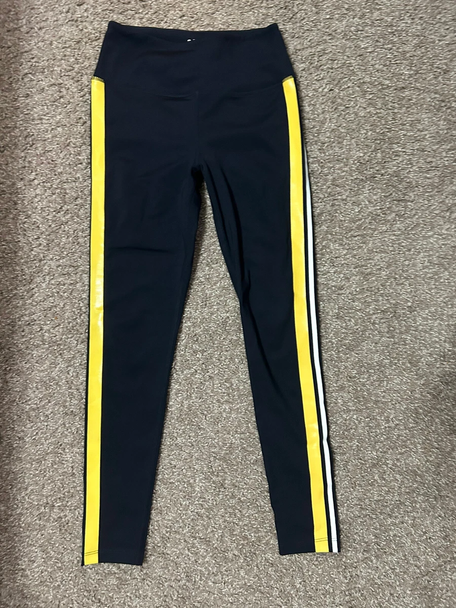 Splits59 High Waisted Side Stripe Leggings Size XS Navy Blue Yellow White  XS