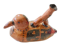 Tribal Bird Art Mid-Century Ceramic Duck Tiki Native Indigenous Drawings MCM 60s