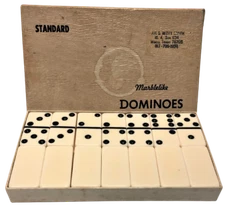 Vintage Marblelike Dominoes. Standard White No 616 Puremco Mfg. Guaranteed!