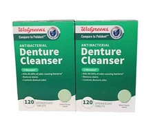 Dentures Overnight Retainer Cleaner Tablets(3Minutes) Whitens 2 Pack 240ct. Mint