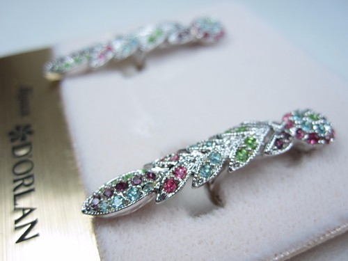 Pendientes con clip enchapados en rodio D'Orlan con cristales pastel de Swarovski 0645 - Imagen 3 de 5