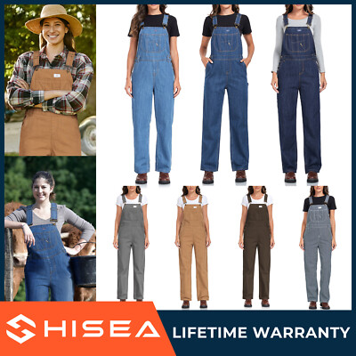 HISEA Women Overalls Straight Legs Jumpsuits Workwear Jeans Bib Dungaree Pockets