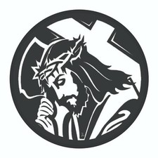 Jesus with Cross Sticker - Decal