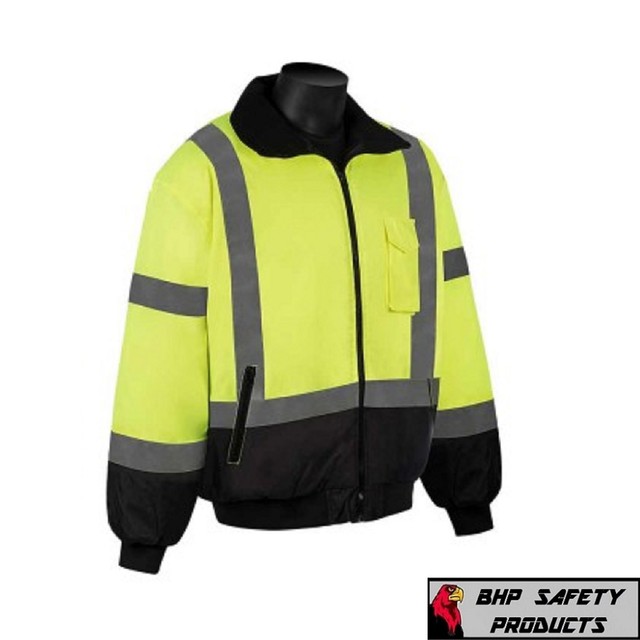 Navy Blue Winter bomber jacket with reflective tapes quilted jacket ...