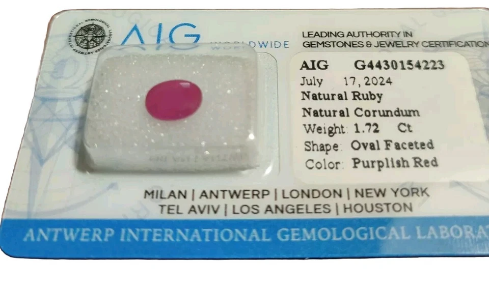 Rubino Naturale 1.72 Ct  certificato AIG   -Emerald Natural Certified - Imagen 4 de 4