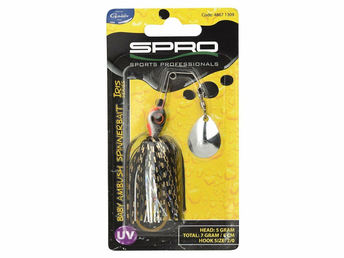SPRO Iris Baby Ambush Spinnerbait - Size 2/0, 8cm, 7g In Firetiger Red Head  (For Bass, Pike, Perch)