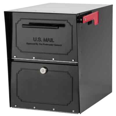 Architectural Mailboxes  Oasis Black Extra Large Steel Locking Mailbox w/ Lock