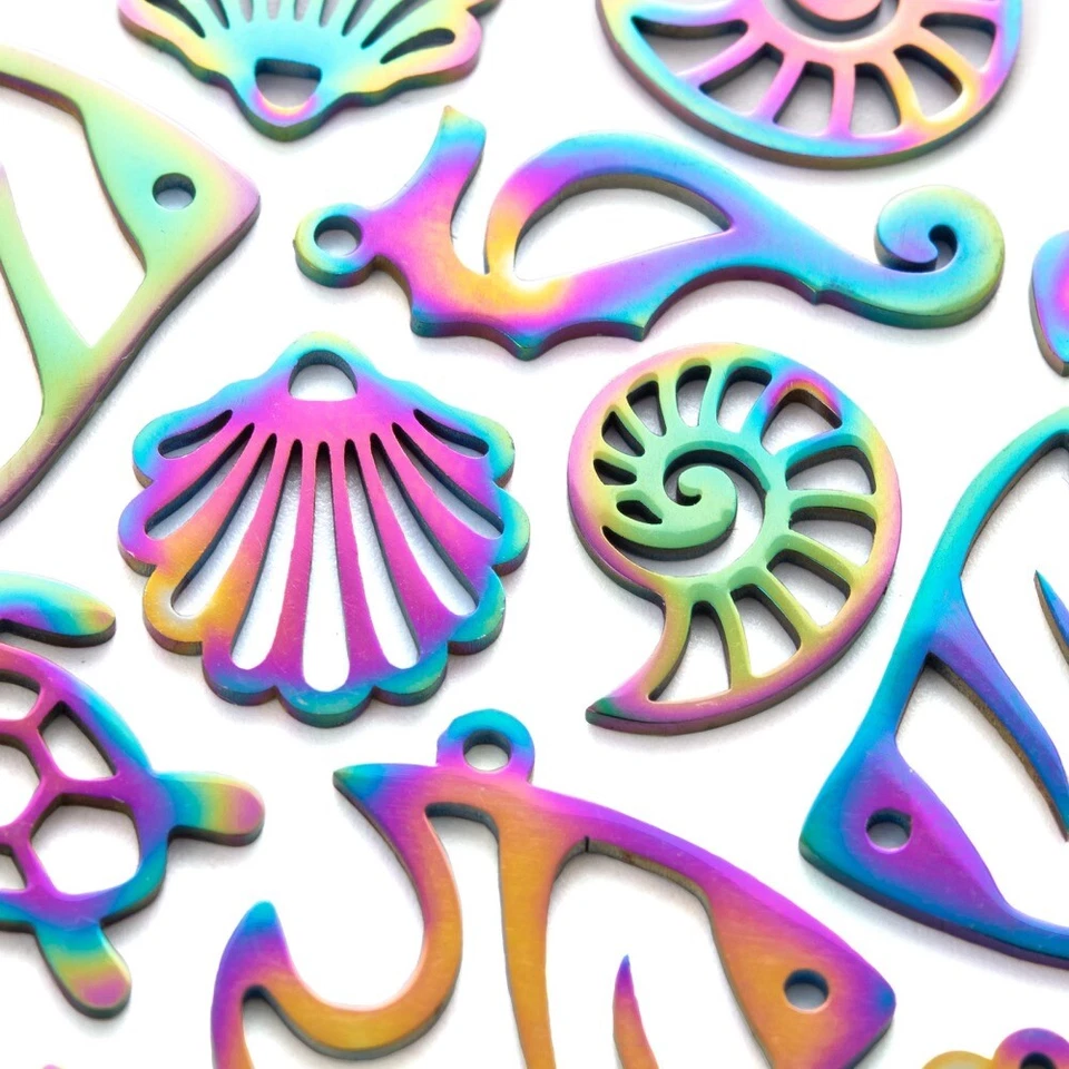 1 коробка кулонов из нержавеющей стали с лазерной резкой на тему океана изготовление ювелирных изделий - Изображение 4 из 4