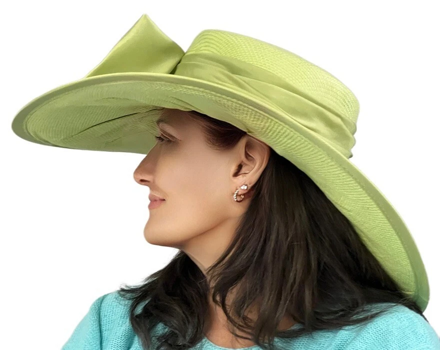 Sombrero de Verano Derby Vintage "Algo Especial" Estilo Eduardiano Verde Ala Ancha 20" Foto 2 de 4