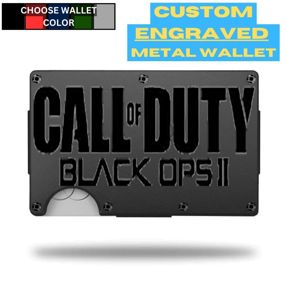 Custom CALL OF DUTY BLACK OPS II Laser Engraved Wallet - Pick A Wallet Color