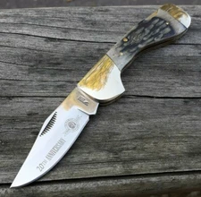 Frost Cutlery Choctaw Folding Knife Satin Finish Stainless Blade Bone Handle