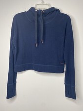 Sweaty Betty Escape Luxe Crop Hoodie Navy Beetle Blue Size Small