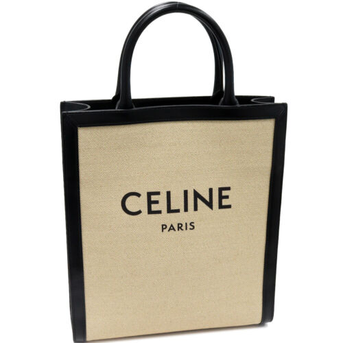 Celine Hand Tote Bag Shoulder Small Vertical Cabas 2Way Canvas Black 192082Dl4 - Picture 1 of 6