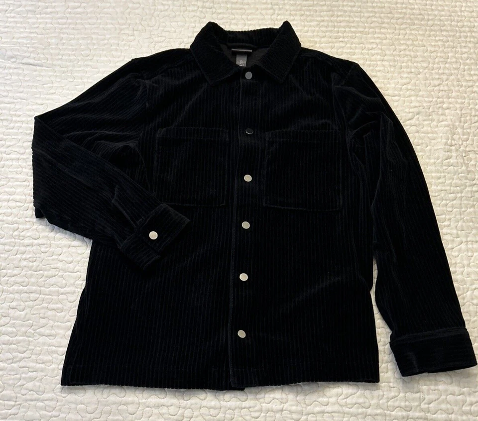 Blazer Abrigo Camisa H&M Pana Talla Grande Negro Chaqueta Broches Retro Suave Acanalado Foto 2 de 4