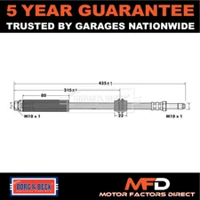 Fits Ford Focus C-Max 1.4 1.6 dCi 1.8 2.0 Brake Hose Rear Borg & Beck