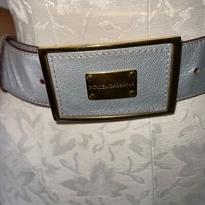 Dolce & Gabbana Leather Belt Logo Plate Womens Size 32  display picture 3