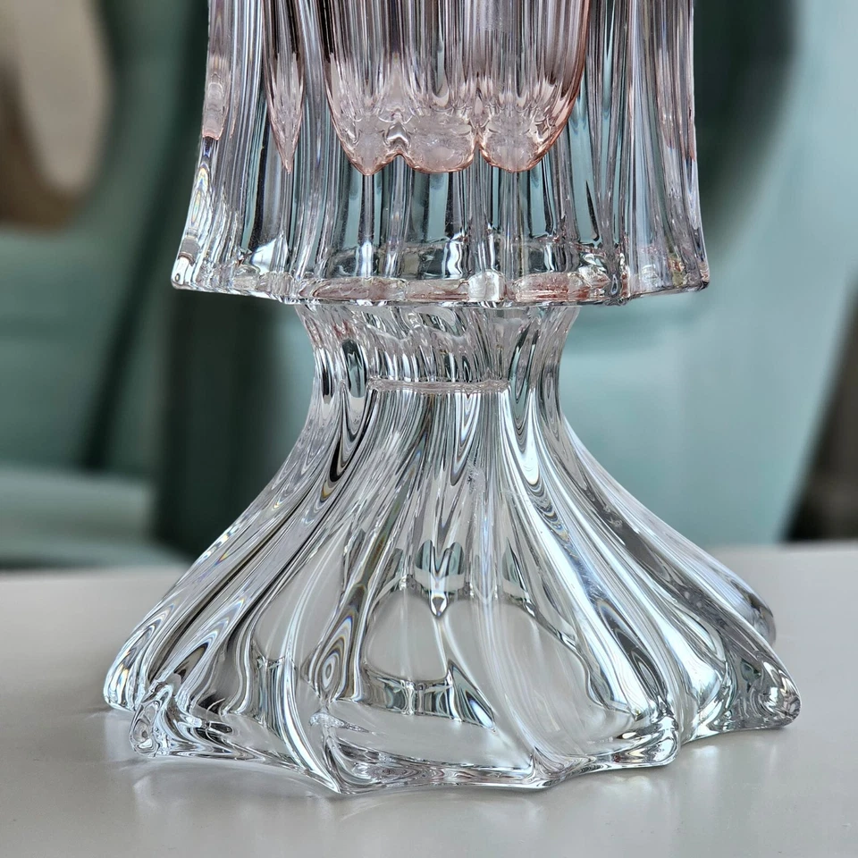 Plantica Pink Modern Bohemian Czech Crystal Decorative Vase - 16-in Footed Vase - Image 4 of 4