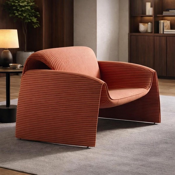 Stylischer Sessel Im Modernen Design Mit Geriffeltem Stoffbezug Hochwertige-image