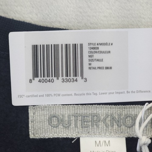 Outerknown Organic Cotton Sweater Mens Size M Pullover Microfleece Blue Navy - Picture 5 of 6