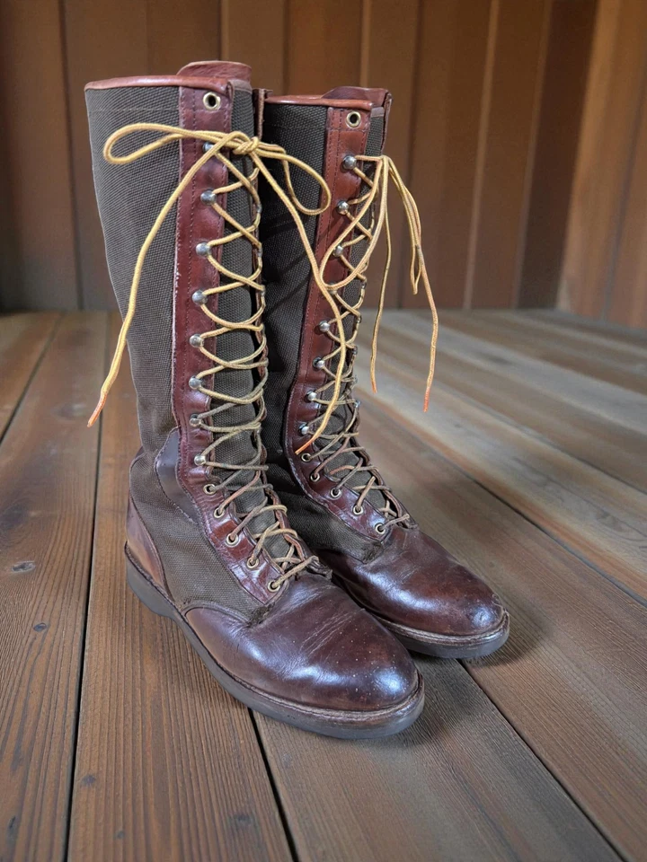 Vintage Wood N Stream 6800 Snake Boots 11D Vibram Sole Leather Canvas USA - Image 3 of 4