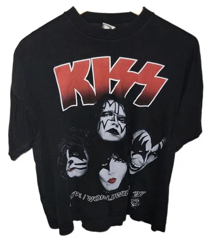 Kiss Tour Concert T-Shirt Vintage Large Wanted Y2K 1990s vintage concert t-shirt, vintage, size L, single stitch, B+ condition